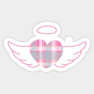 Pink Plaid angel heart (y2k preppy plazacore) Sticker